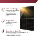 Balkonkraftwerk mit 1x410W Solarmodule der Marke Sunova Solar SS-410-54MDH, 800W Wechselrichter APsystems EZ1-M, 5m Schutzkontaktkabel, 2 x 2m DC Kabel, ohne Halterung
