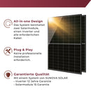 Balkonkraftwerk mit 2x410W Solarmodule der Marke Sunova Solar SS-410-54MDH, 800W Wechselrichter APsystems EZ1-M, 5m Schutzkontaktkabell, 4 x 2m DC Kabel, mit Halterung