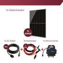 Balkonkraftwerk mit 1x410W Solarmodule der Marke Sunova Solar SS-410-54MDH, 800W Wechselrichter APsystems EZ1-M, 5m Schutzkontaktkabel, 2 x 2m DC Kabel, ohne Halterung
