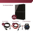 Balkonkraftwerk mit 2x410W Solarmodule der Marke Sunova Solar SS-410-54MDH, 800W Wechselrichter APsystems EZ1-M, 5m Schutzkontaktkabel, 2 x 2m DC Kabel, ohne Halterung