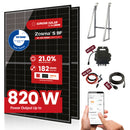 Balkonkraftwerk mit 2x410W Solarmodule der Marke Sunova Solar SS-410-54MDH, 800W Wechselrichter APsystems EZ1-M, 5m Schutzkontaktkabell, 4 x 2m DC Kabel, mit Halterung