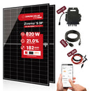 Balkonkraftwerk, mit Speicher SPS 1024 Wh, mit 2x410W Solarmodule der Marke Sunova Solar SS-410-54MDH, 800W Wechselrichter APsystems EZ1-M, 5m Schutzkontaktkabel, 4 x 2m DC Kabel und 2 x SPP 16A1 Smart Power Plug
