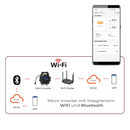 Balkonkraftwerk, mit Speicher SPS 1024Wh, mit 2x410W Solarmodule der Marke Sunova Solar SS-410-54MDH, 800W Wechselrichter APsystems EZ1-M, 10m Schutzkontaktkabel, 4 x 2m DC Kabel