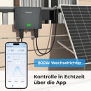 Sunshare 800W Wechselrichter mit Solar Panel am Balkon – Echtzeitüberwachung und Steuerung des Balkonkraftwerks über die Sunshare App