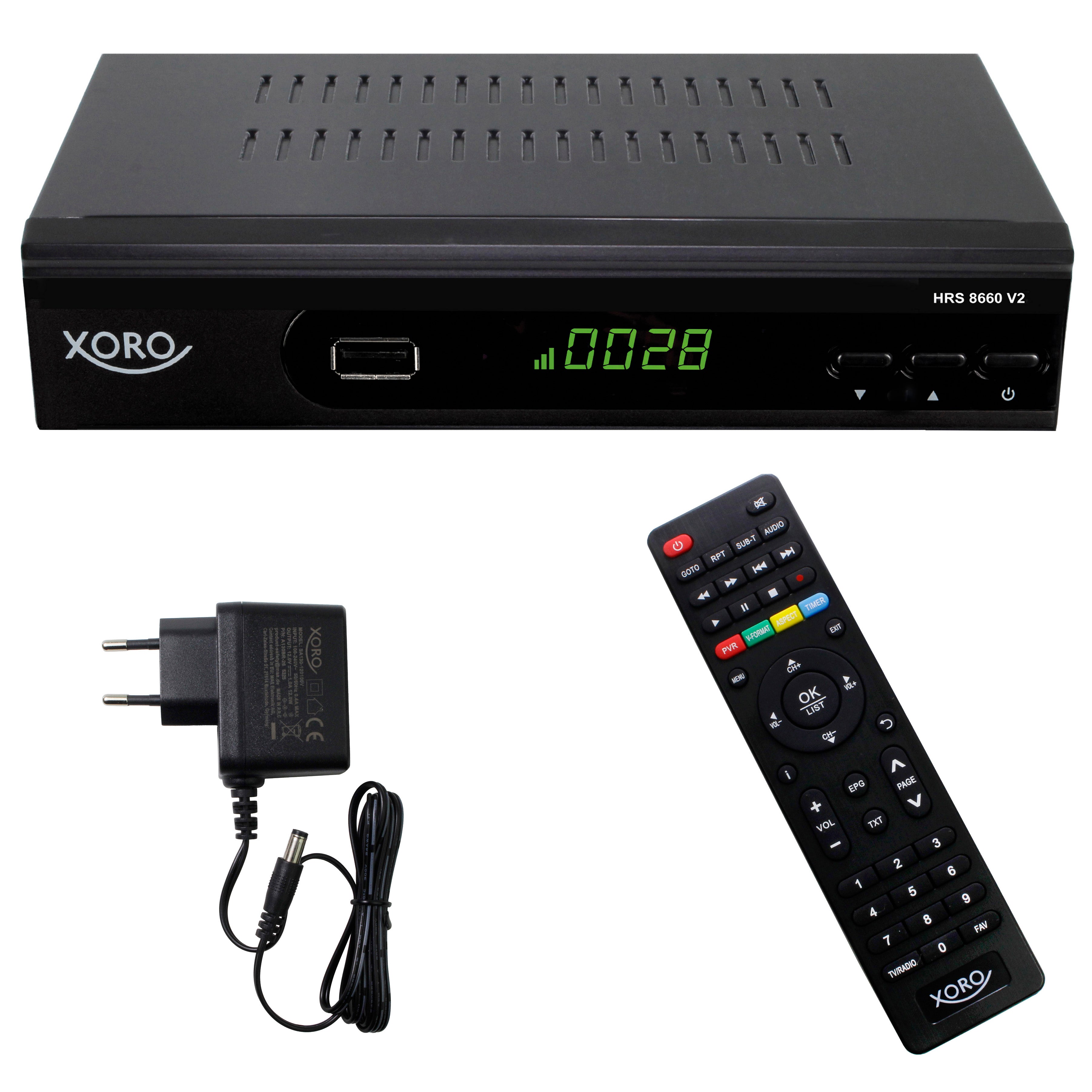 XORO HRS 8660 V2 - HD Satellitenreceiver mit PVR, Unicable, USB 12V