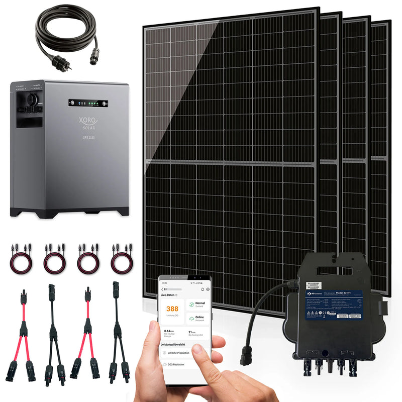 Main Bild Sunova Solar Panel mit SPS2155 und Wechselrichter + Zubehör und Mobile