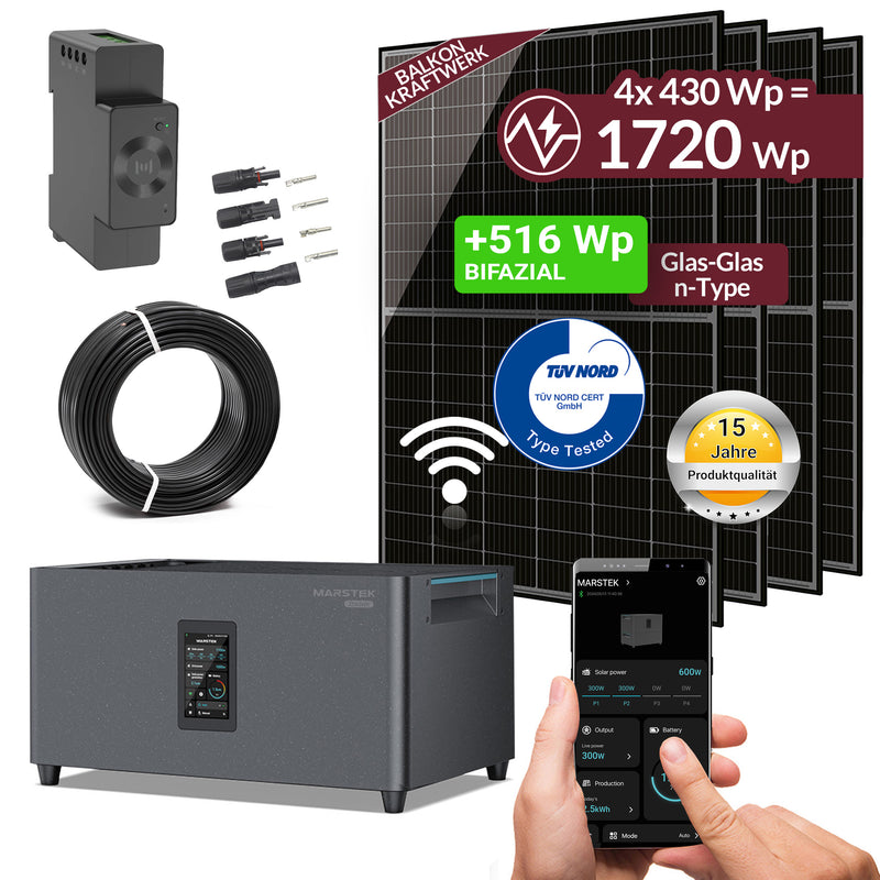 Marstek Jupiter C Plus – 2,56 kWh Speicher für Balkonkraftwerke | All-in-One mit 2400 W PV-Eingang & 4 MPPT  | Plug & Play | Set