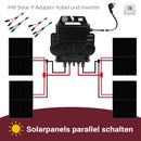 Balkonkraftwerk 1720W Komplettset mit 4 x 430W Bifalzial Module Glas-Glas der Marke Sunova Solar, Steckdose, APsystems Wechselrichter, 5 Meter Schutzkontakt-, 4 x 2 Meter DC-Kabel, 2 x Adapter Paar Y-Type 1 auf 2