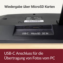 Anschlüsse des XORO CPF 10C1 Bilderrahmens mit USB-C, microSD-Kartenleser und DC-IN