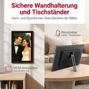 XORO CPF 11CF – 11" Digitaler WLAN Bilderrahmen, Schwarz, 1280x800 HD IPS Touchscreen, 16GB Speicher, Auto-Rotation & Sofort-Foto-/Video-Sharing