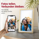 XORO CPF 14PF - 14" Digitaler WLAN Bilderrahmen in Buchenholz, 1920x1080 HD IPS Touchscreen, 32GB Speicher, Auto-Rotation & Sofort-Foto-/Video-Sharing