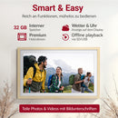 XORO CPF 14PF - 14" Digitaler WLAN Bilderrahmen in Buchenholz, 1920x1080 HD IPS Touchscreen, 32GB Speicher, Auto-Rotation & Sofort-Foto-/Video-Sharing