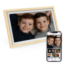 XORO CPF 14PF - 14" Digitaler WLAN Bilderrahmen in Buchenholz, 1920x1080 HD IPS Touchscreen, 32GB Speicher, Auto-Rotation & Sofort-Foto-/Video-Sharing