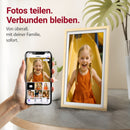 XORO CPF 15PF - 15" Digitaler WLAN Bilderrahmen in Buchenholz, 1920x1080 HD IPS Touchscreen, 32GB Speicher, Auto-Rotation & Sofort-Foto-/Video-Sharing