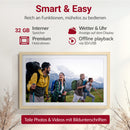 XORO CPF 15PF - 15" Digitaler WLAN Bilderrahmen in Buchenholz, 1920x1080 HD IPS Touchscreen, 32GB Speicher, Auto-Rotation & Sofort-Foto-/Video-Sharing