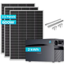 SUNSHARE Ray Lite 600W + 2 kWh Kapazität Balkonkraftwerk-Komplettset Glory Stromspeicher & Halterung – Modular erweiterbares Solarsystem