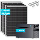 SUNSHARE Ray Lite 1000W + 2 kWh Kapazität Balkonkraftwerk-Komplettset Glory Stromspeicher & Halterung – Modular erweiterbares Solarsystem