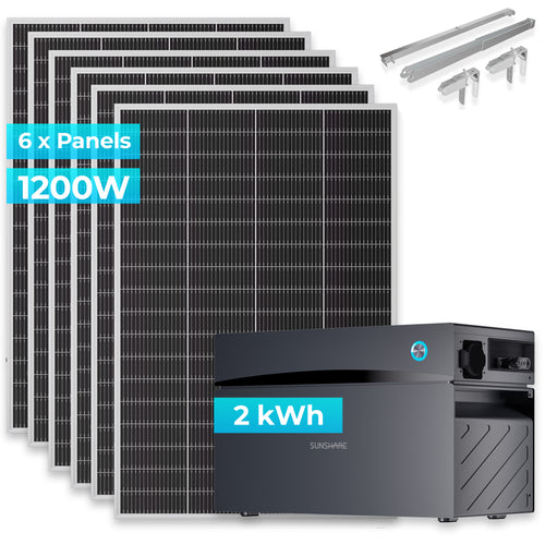 SKU: STL100133 - SUNSHARE Ray Lite 1200W BKW + 2 kWh Speicher & Halterung