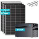 SUNSHARE Ray Lite 800W + 2 kWh Kapazität Balkonkraftwerk-Komplettset Glory Stromspeicher & Halterung – Modular erweiterbares Solarsystem