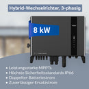 Haier Hybrid-Wechselrichter 8 kW dreiphasig mit MPPT, IP66, Doppelbatteriestrom und Notstromfunktion