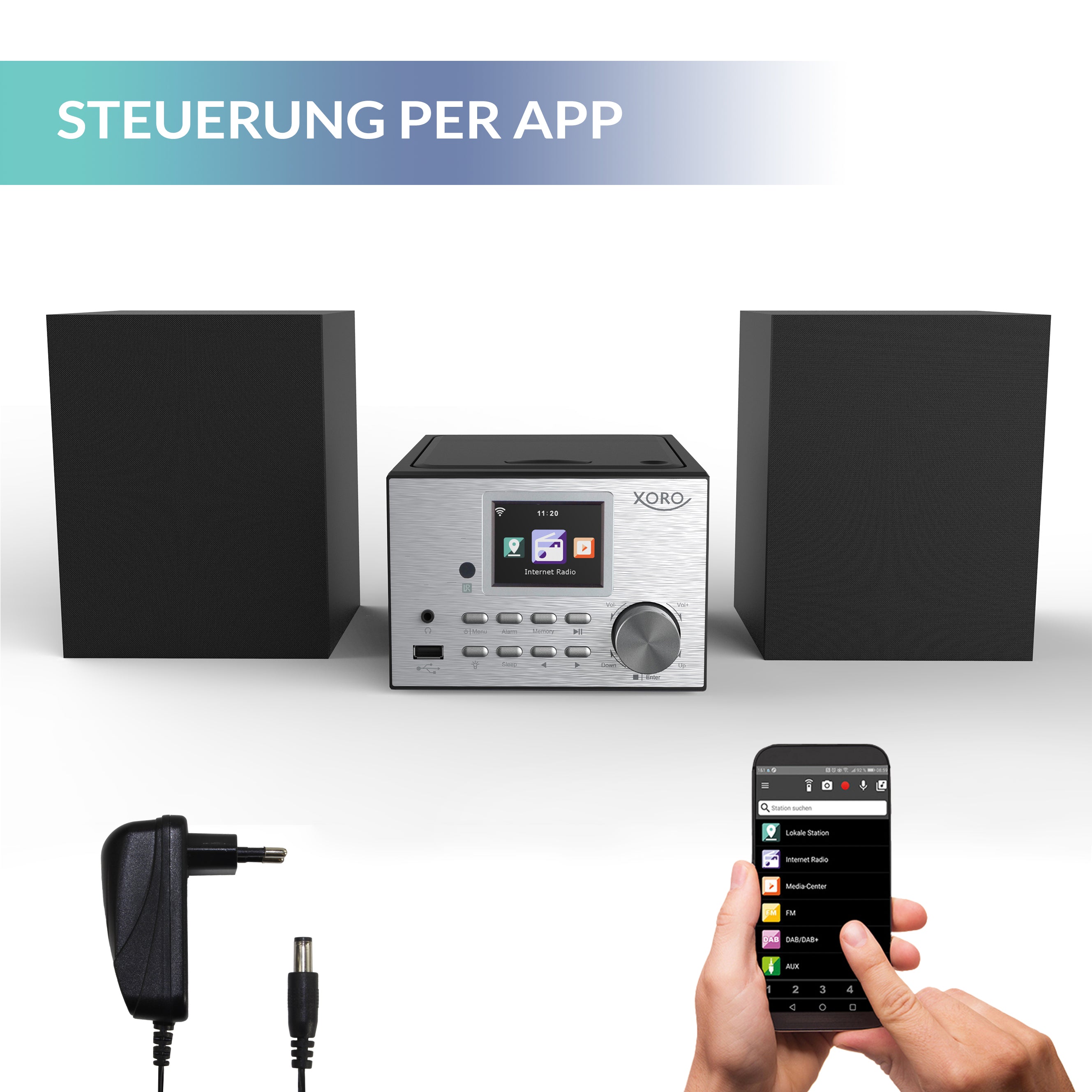 XORO HMT 500 PRO V2 - Mikro Stereoanlage (Internet-/DAB+/UKW-Radio, CD Player, Bluetooth, USB Mediaplayer, 2.4