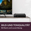 XORO HRS 2610 V3 Satellitenreceiver angeschlossen an Fernseher für HD-Bild- und Tonwiedergabe