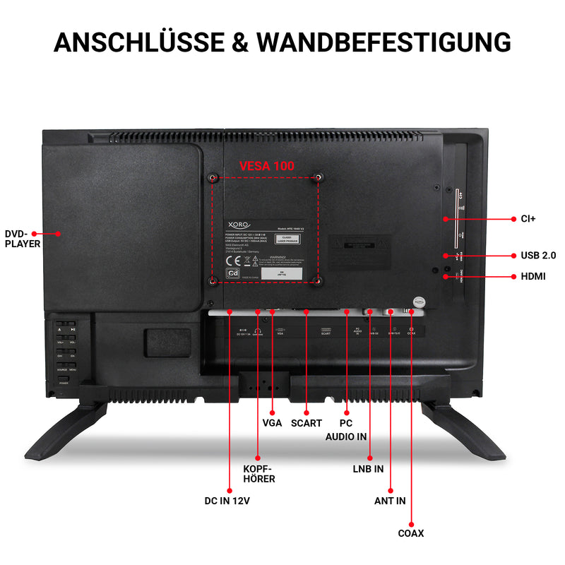 Bundle: XORO HTC 1949 V2 (18.5" LED TV,DVD,Triple Tuner) incl. freenet TV CI+ Modul DVB-T2 - 3 Monate)