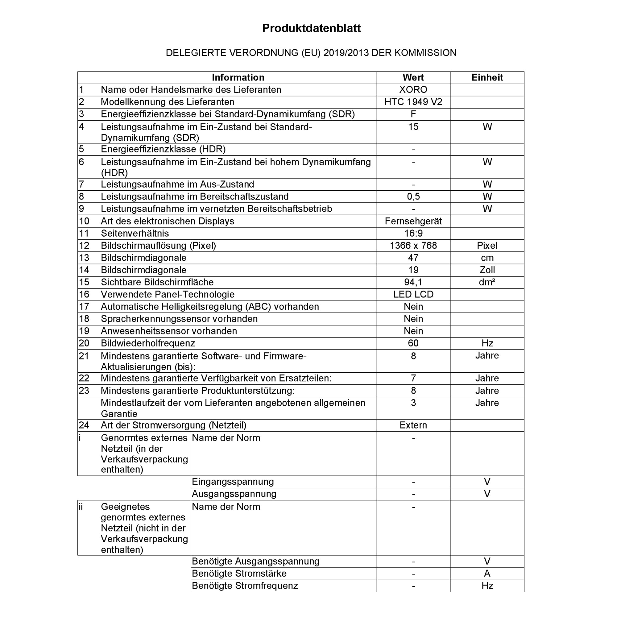 Bundle: XORO HTC 1949 V2 (18.5