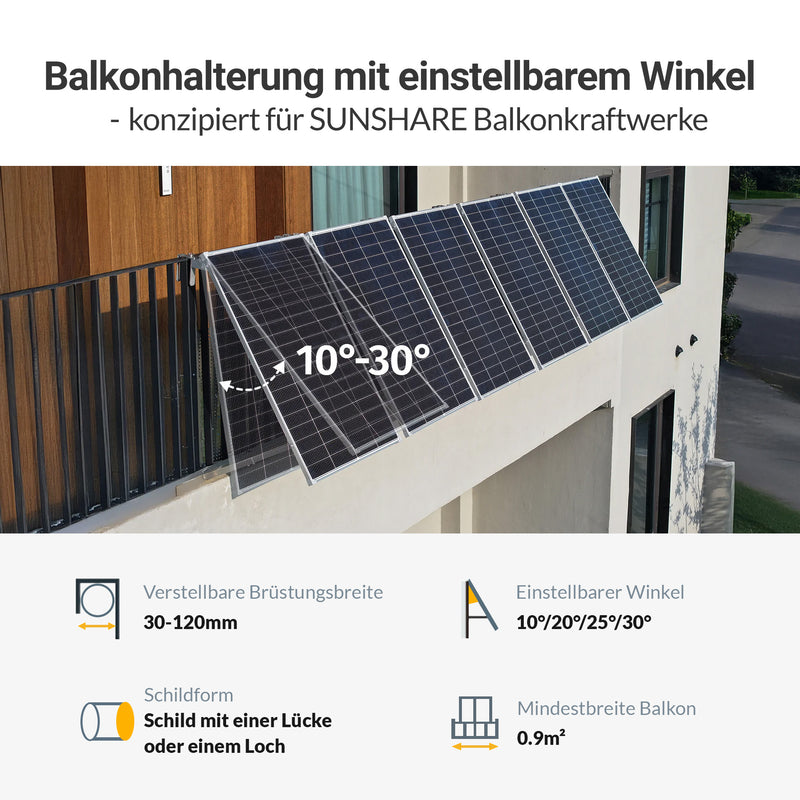 SUNSHARE Universelle Balkonhalterung für Ray Lite Module - wetterfest, leichte und schnelle Installation