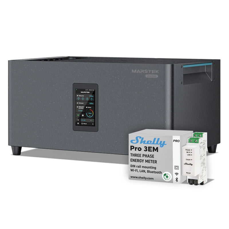 MARSTEK - 2,56 kWh Speicher für Balkonkraftwerke mit bis zu 10 Jahren Garantie, All-in-One mit 2400 W PV-Eingang, 4 MPPT, Plug & Play | Set