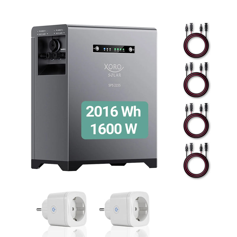 XORO SOLAR SPS 2155 Main - 2x XORO SOLAR SPP 16A2 Smart Plugs & Kabel