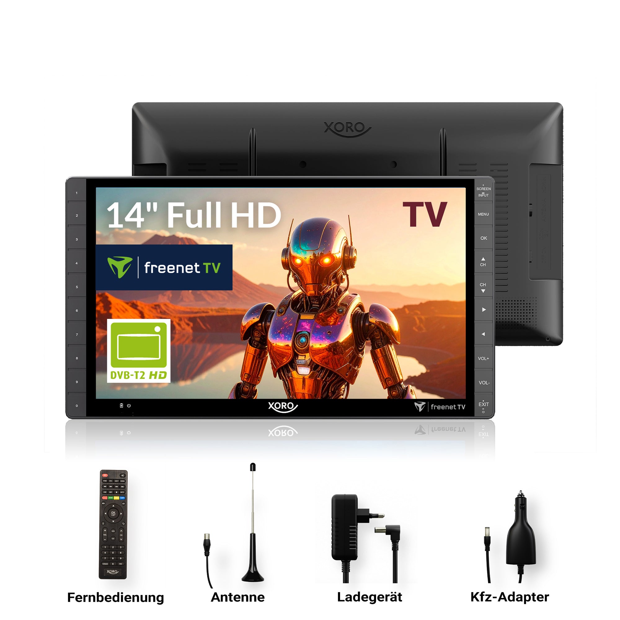 XORO PTL 1450 V2: Tragbarer TV mit hochauflösendem Display für unterwegs - Erleben Sie Fernsehen in bester Qualität, immer und überall!