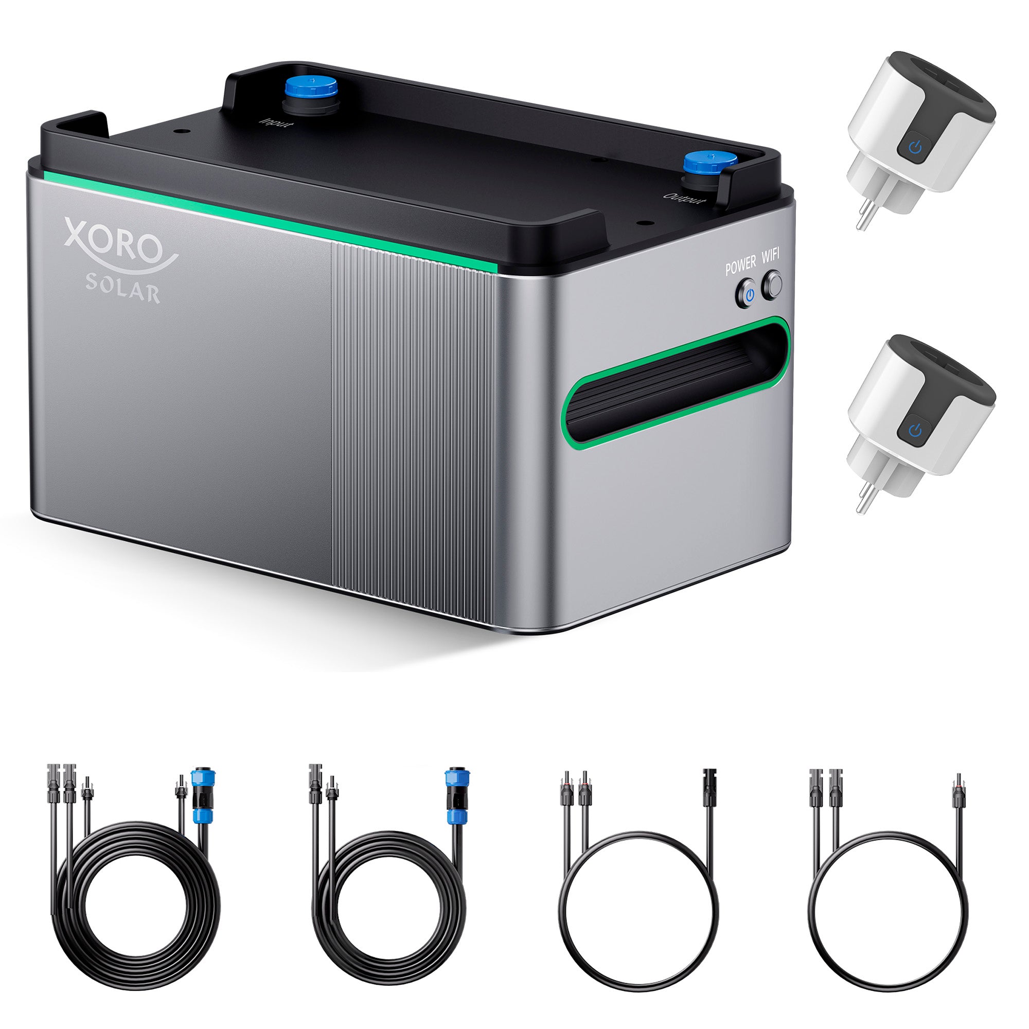 XORO SOLAR - Balkonkraftwerkspeicher SPS 1124 mit WLAN, MPP-Tracker und modulare Erweiterbarkeit, 1024-5120 Wh Kapazität, App-Steuerung, für Innen- und Außenbereich (IP65), 2x SPP 16A1 Power Plug