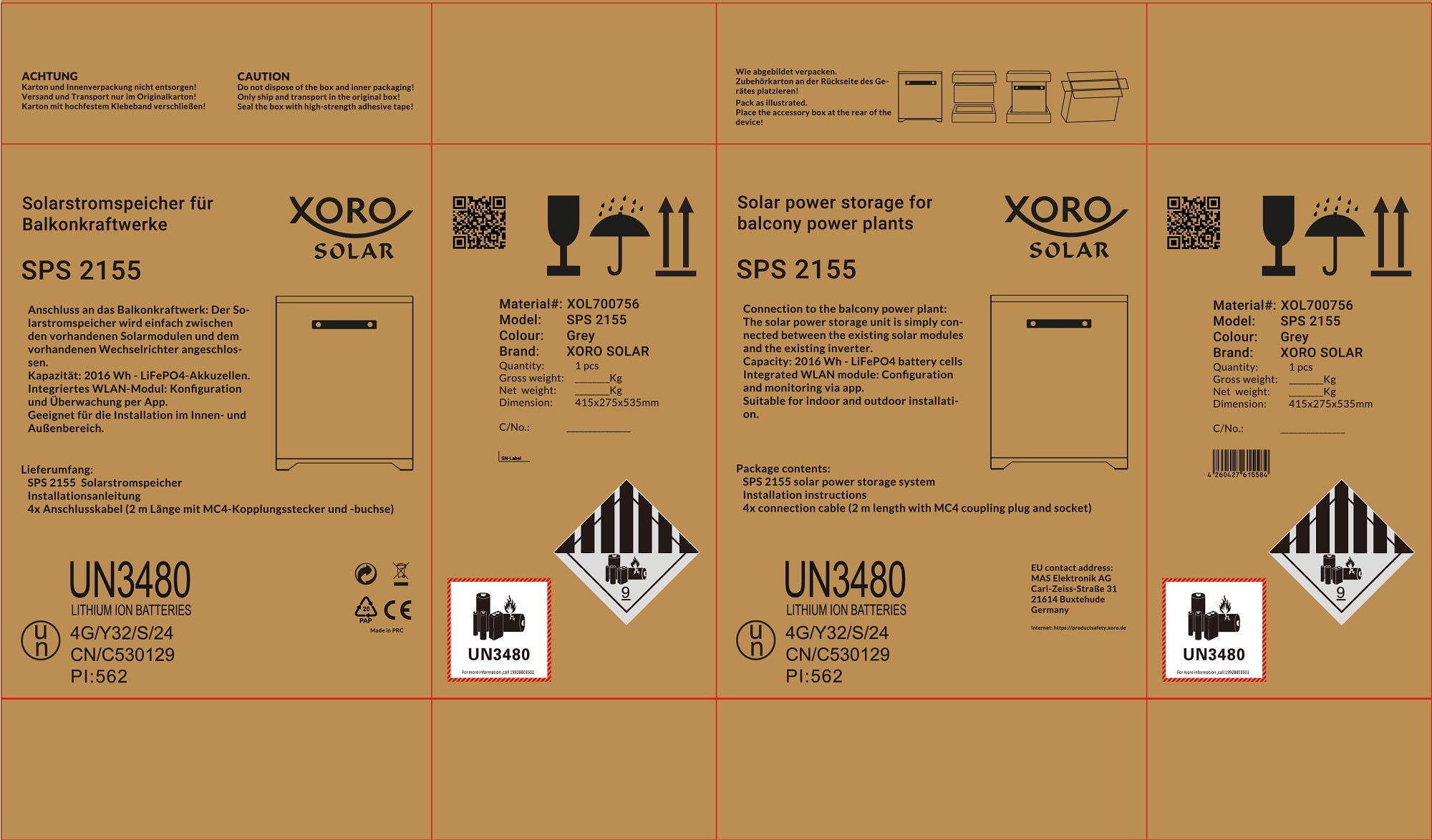 XORO SOLAR SPS 2155 Umverpackung