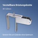 Verstellbare SUNSHARE Balkonhalterung mit flexibler Befestigungsbreite für verschiedene Geländerarten