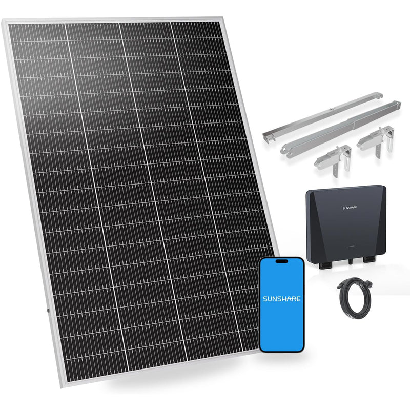 SUNSHARE 200 W Ray Lite Modul Balkonkraftwerk Set mit Smart Mikro-Wechselrichter und Halterung