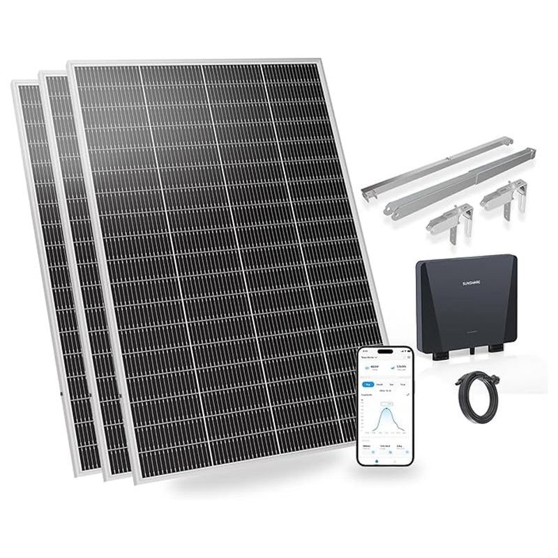 SUNSHARE 600 W Ray Lite Module Balkonkraftwerk Set mit Smart Mikro-Wechselrichter und Halterung