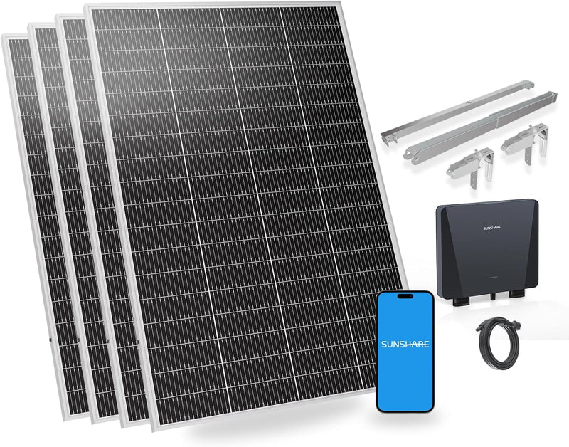 SUNSHARE 800 W Ray Lite Module Balkonkraftwerk Set mit Smart Mikro-Wechselrichter und Halterung