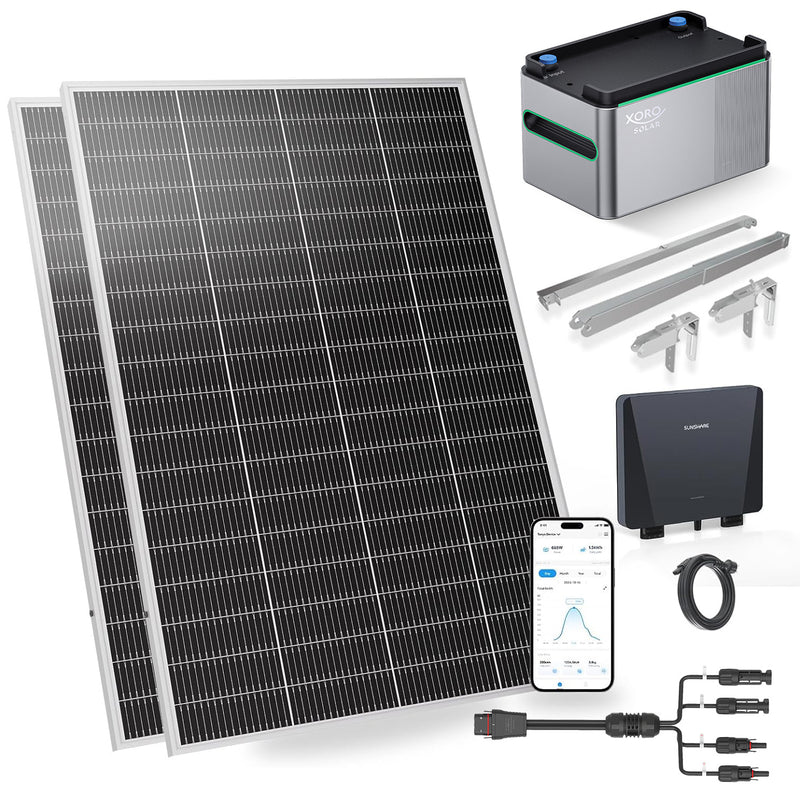 SUNSHARE 400 W Ray Lite Module Balkonkraftwerk Set mit SPS 1124 Stromspeicher, Smart Mikro-Wechselrichter und Halterung