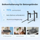 SUNSHARE Balkonhalterung für Betongeländer – 95 Prozent vormontiert, bohrfreie Montage und Aluminiumlegierung