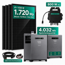 XORO SOLAR Balkonkraftwerk 1720 Wp Set mit 4032 Wh Speicher – 4x 430 W DAH Solar bifaziale Module, SPS 2155 & SPB 215X, APsystems EZ1-M Wechselrichter & 5 m Kabel