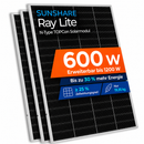 SUNSHARE Ray Lite Solarmodul Set 600 W (3×200 W) – PV-Erweiterung für Balkonkraftwerke