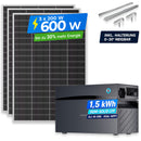 SUNSHARE Ray Lite 600W Balkonkraftwerk mit 1,5kWh Glory Stromspeicher – Modulares Solarsystem mit 1,5 kWh Startkapazität, flexibel erweiterbar, N-Type TOPCon Module, inklusive Halterung im Set