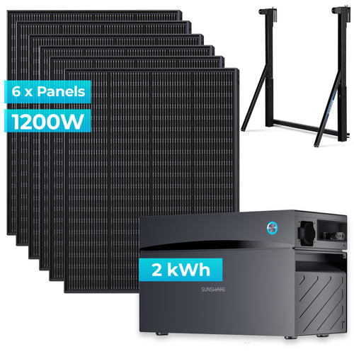 SKUs: STL100129 / STL100130 - SUNSHARE Ray 1200W Solarpanel mit wählbarer Halterung