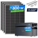 SUNSHARE GLORY 2 kWh Balkonkraftwerk Speicher Set mit 4 x 200 W Solarmodulen und Halterung 