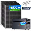 SUNSHARE GLORY 2 kWh Balkonkraftwerk Speicher Set mit 5 x 200 W Solarmodulen und Halterung