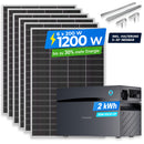 SUNSHARE GLORY 2 kWh Balkonkraftwerk Speicher Set mit 6 x 200 W Solarmodulen, Halterung 