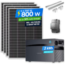 SUNSHARE Ray Lite 800W Balkonkraftwerk-Komplettset mit 2 kWh Glory Speicher, Smart Meter & Halterung– Modular erweiterbares Solarsystem