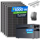 SUNSHARE GLORY Balkonkraftwerk Speicher mit 2 kWh Semi-Solid LFP, 1000 W Solarmodulen, Smart Meter und Halterung