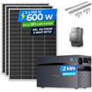 SUNSHARE Ray Lite 600W Balkonkraftwerk-Komplettset mit 2 kWh Glory Stromspeicher, Smart Meter & Halterung – modular erweiterbares Solarsystem